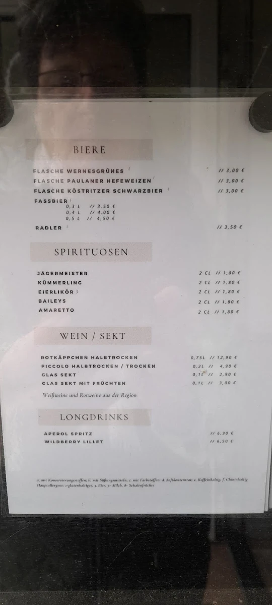 Speisekarte, Café ,,Am Fuße der Burg"