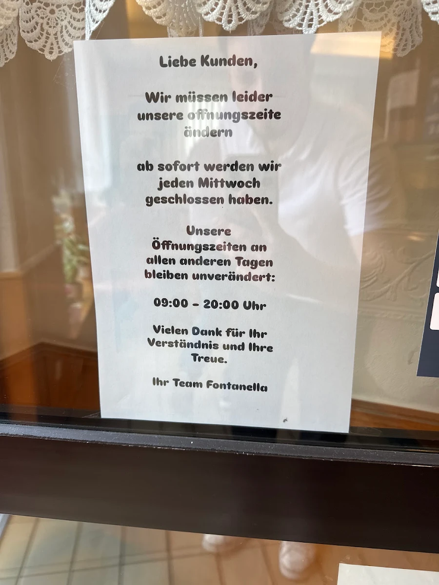 Speisekarte, Eiscafé Fontanella