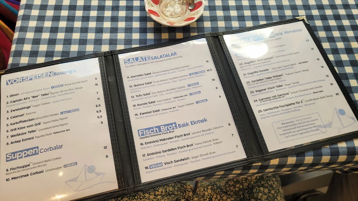 Speisekarte, Captain Ali FISCH & BREAKFAST