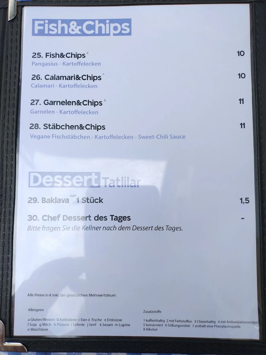 Speisekarte, Captain Ali FISCH & BREAKFAST