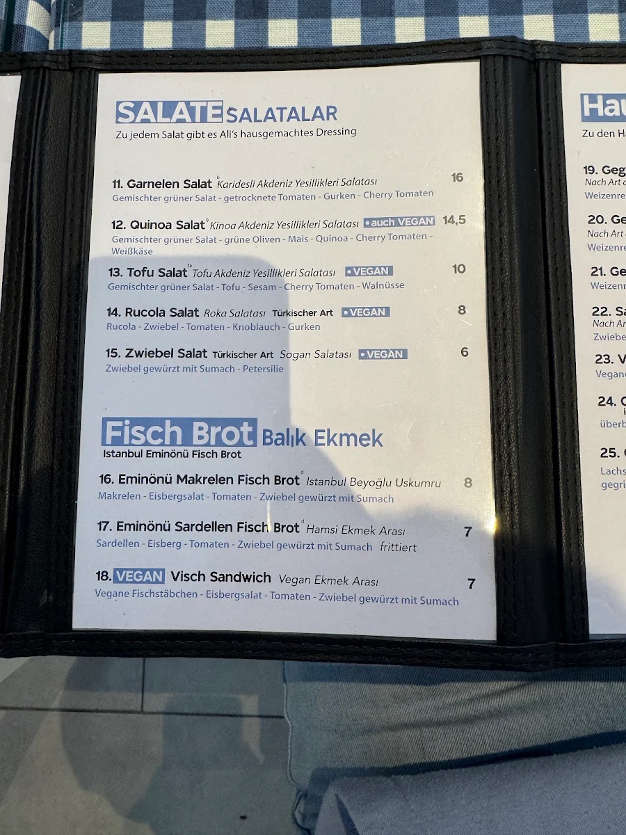 Speisekarte, Captain Ali FISCH & BREAKFAST