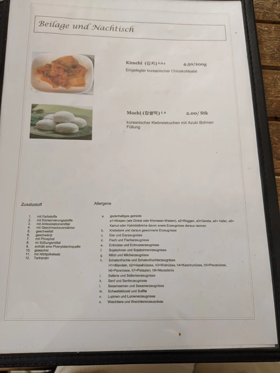 Speisekarte, Hansik