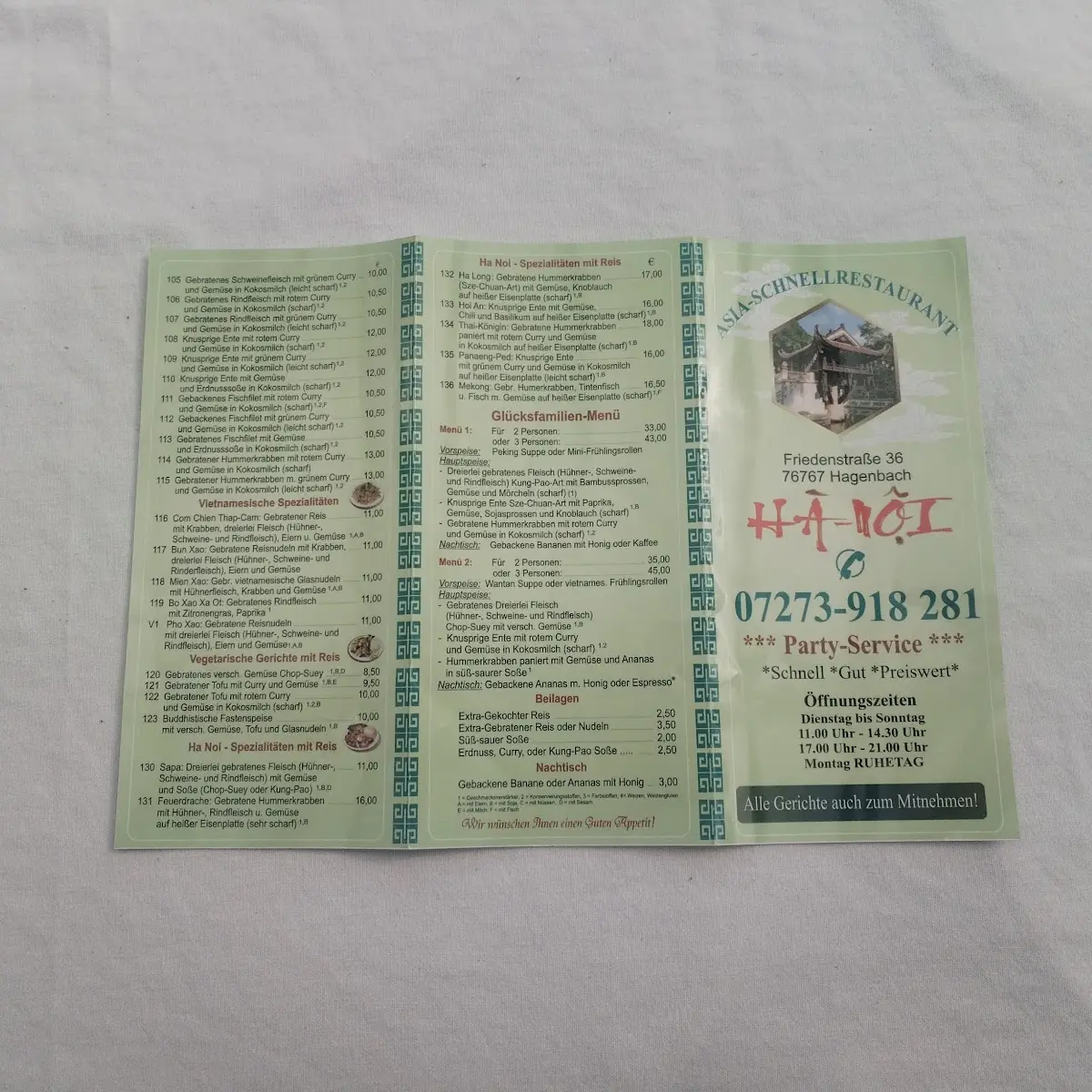 Speisekarte, Hanoi