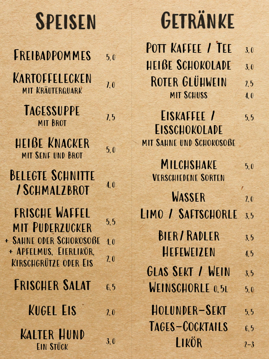 Speisekarte, Puki & Schmorle - Essen, Trinken, Wohlfühlen