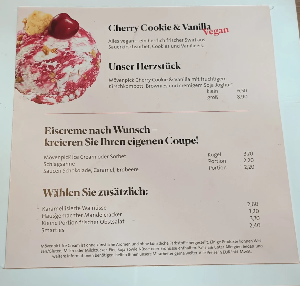 Speisekarte, Café Kröpcke