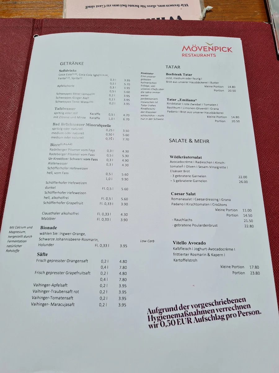 Speisekarte, Café Kröpcke