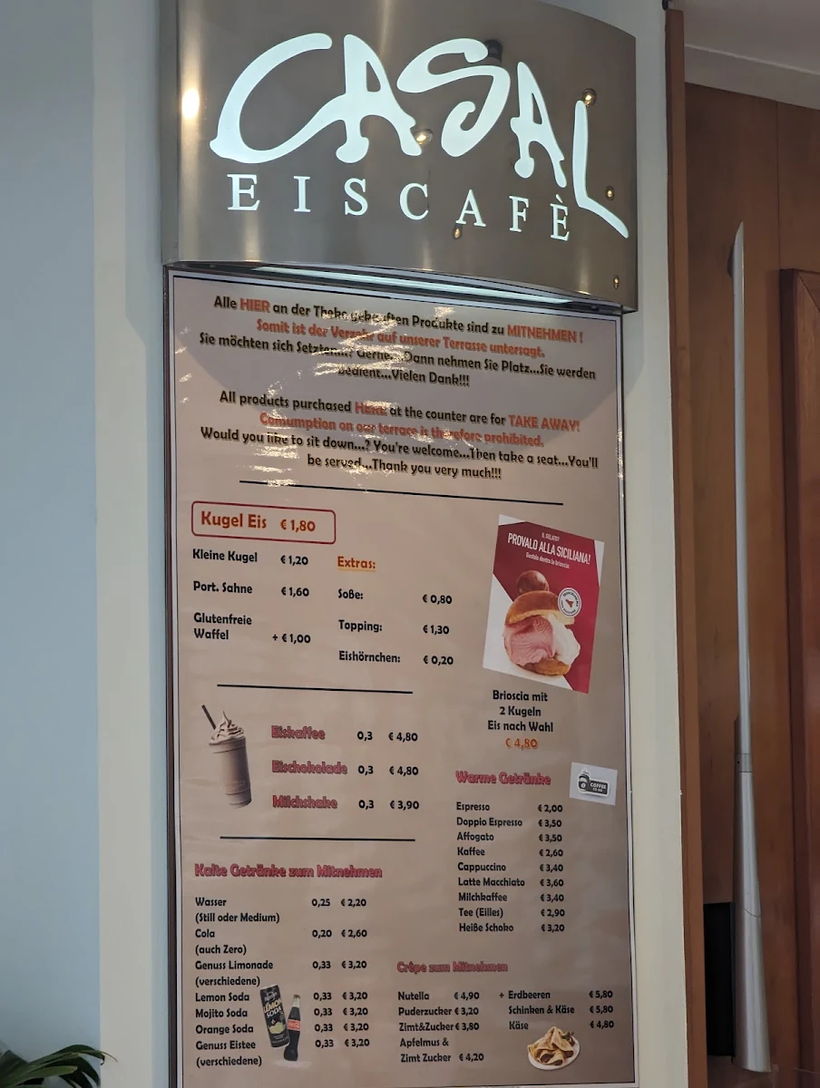 Speisekarte, Eiscafé CASAL