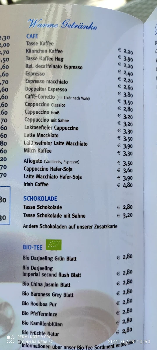 Speisekarte, Eiscafé CASAL