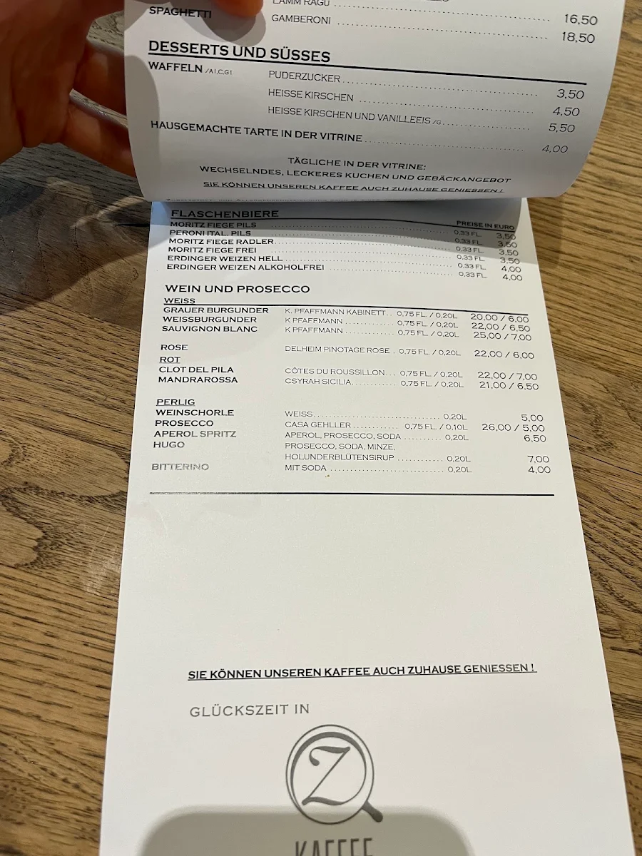 Speisekarte, Zlatanz Cucina Italiana