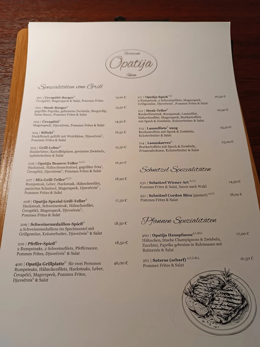 Speisekarte, Restaurant Opatija