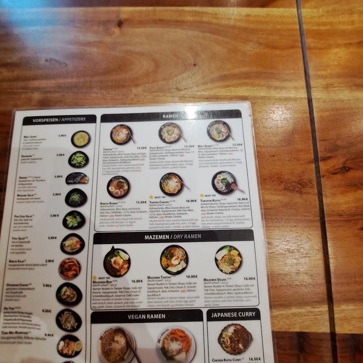 Speisekarte, Hako Ramen Hamburg