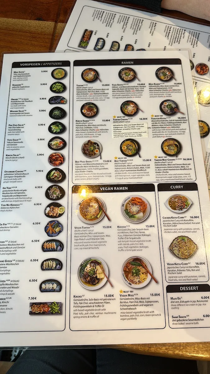 Speisekarte, Hako Ramen Hamburg