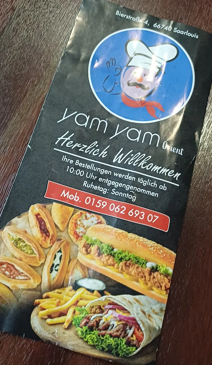 Speisekarte, Yam Yam Orient