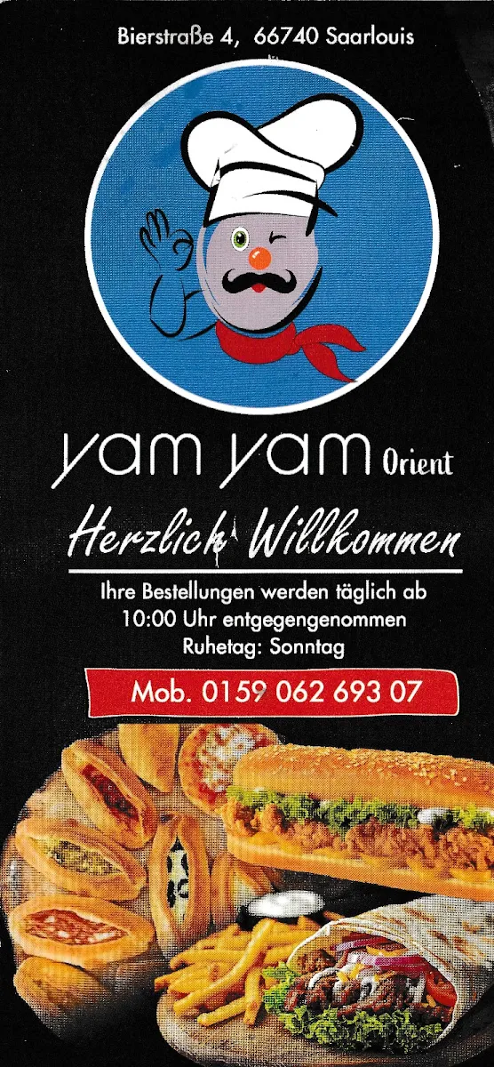 Speisekarte, Yam Yam Orient