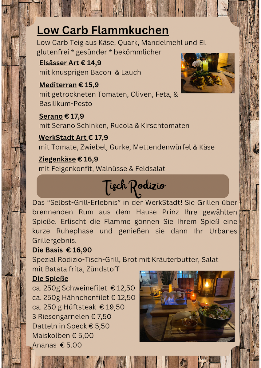 Speisekarte, WerkStadt Restaurant & Eventgastronomie Borken