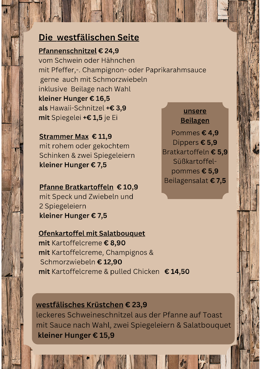 Speisekarte, WerkStadt Restaurant & Eventgastronomie Borken