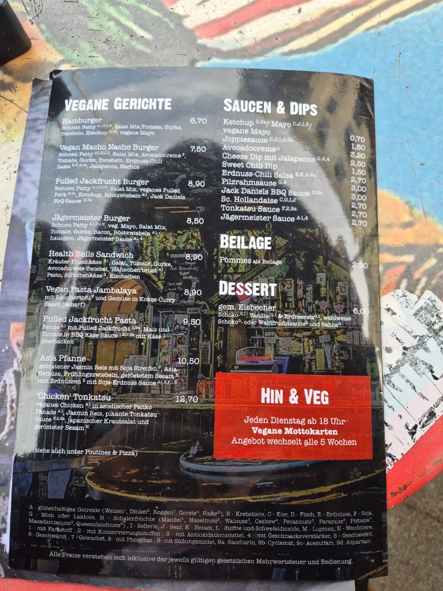 Speisekarte, Cafe Nord