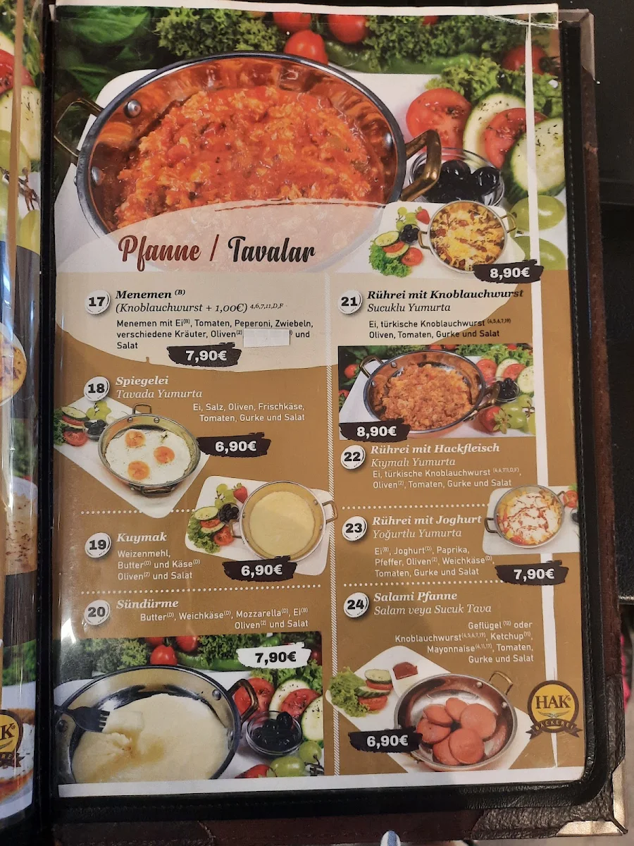 Speisekarte, Hak Bäckerei