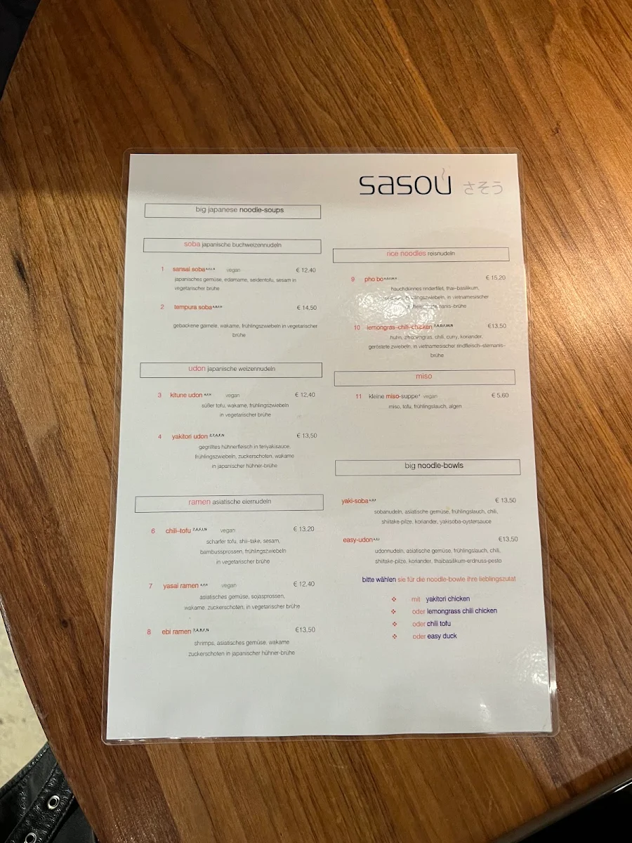 Speisekarte, Sasou