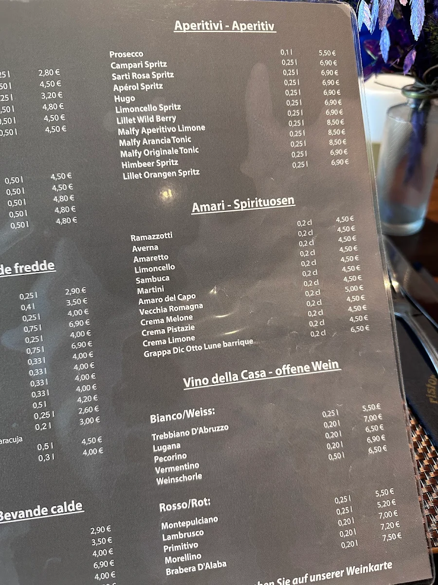 Speisekarte, Restaurant Roma