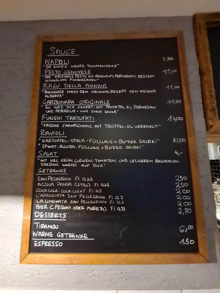 Speisekarte, Amano Pasta e Basta