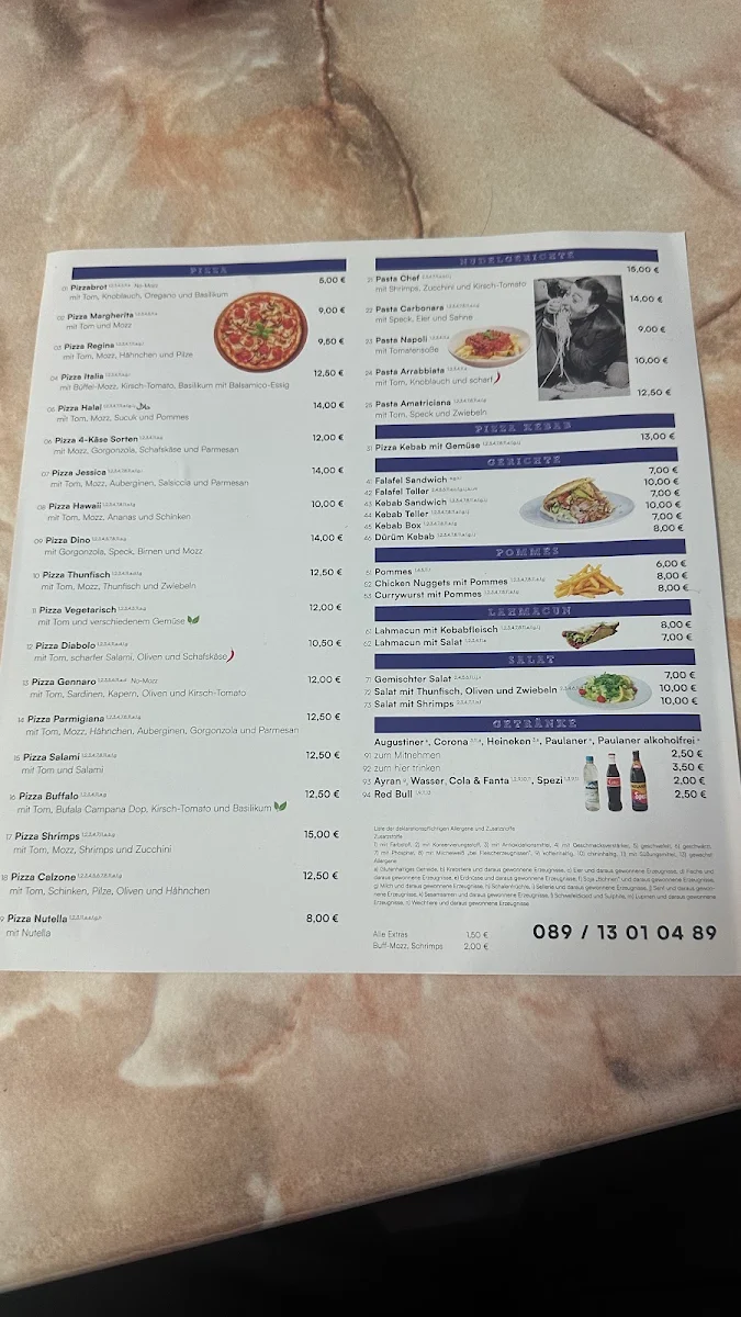Speisekarte, All in One Restaurant & Bar