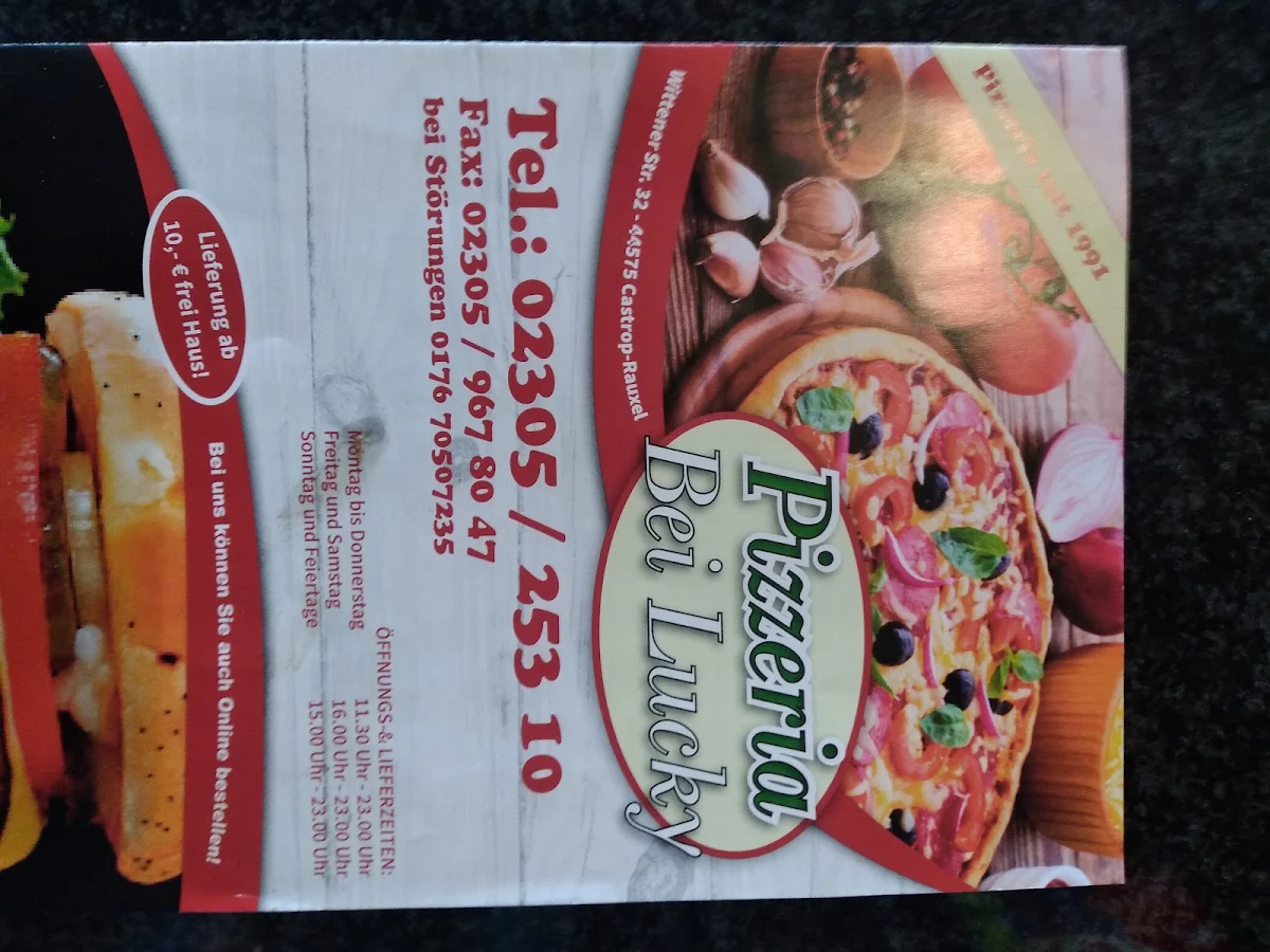 Speisekarte, Pizzeria Bei Lucky