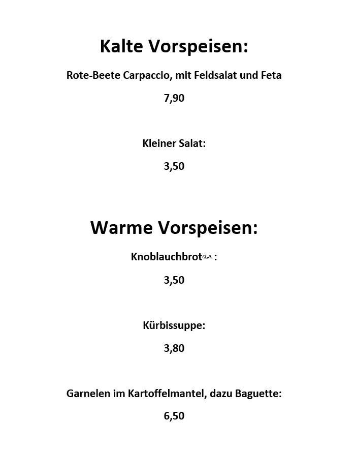 Speisekarte photo 5