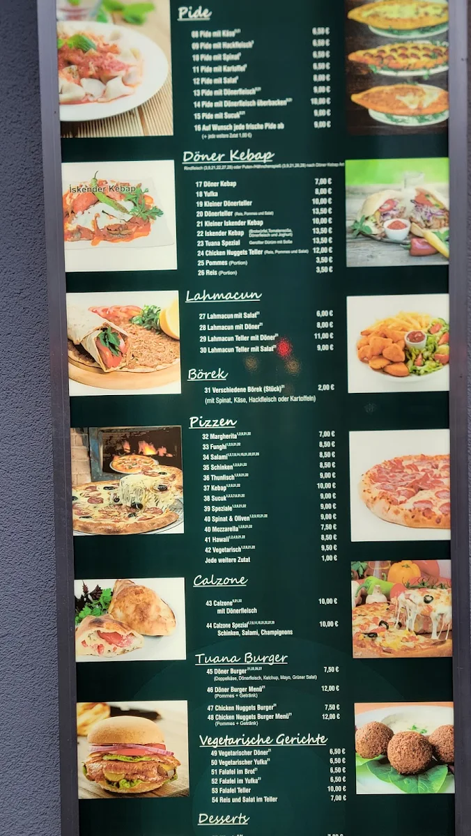 Speisekarte, Mediterran Tuana Kebab Restaurant