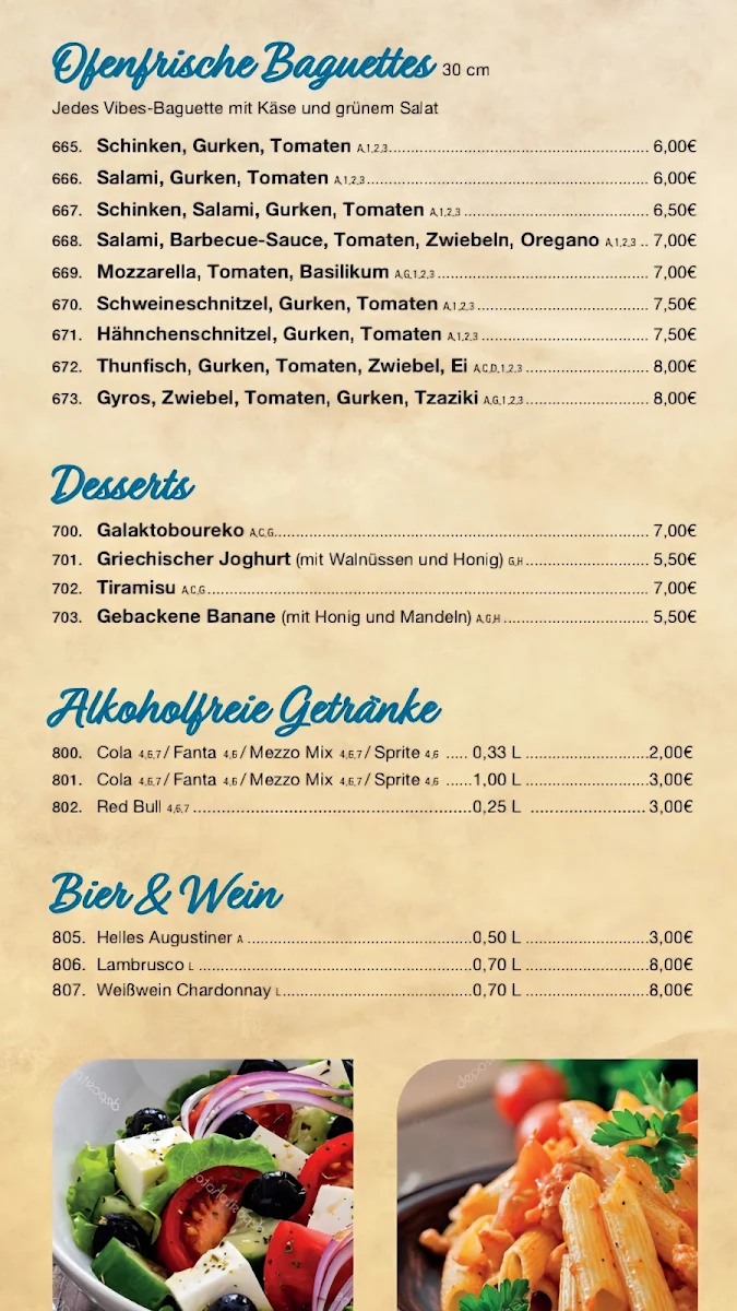 Speisekarte, Vibes Thannhausen