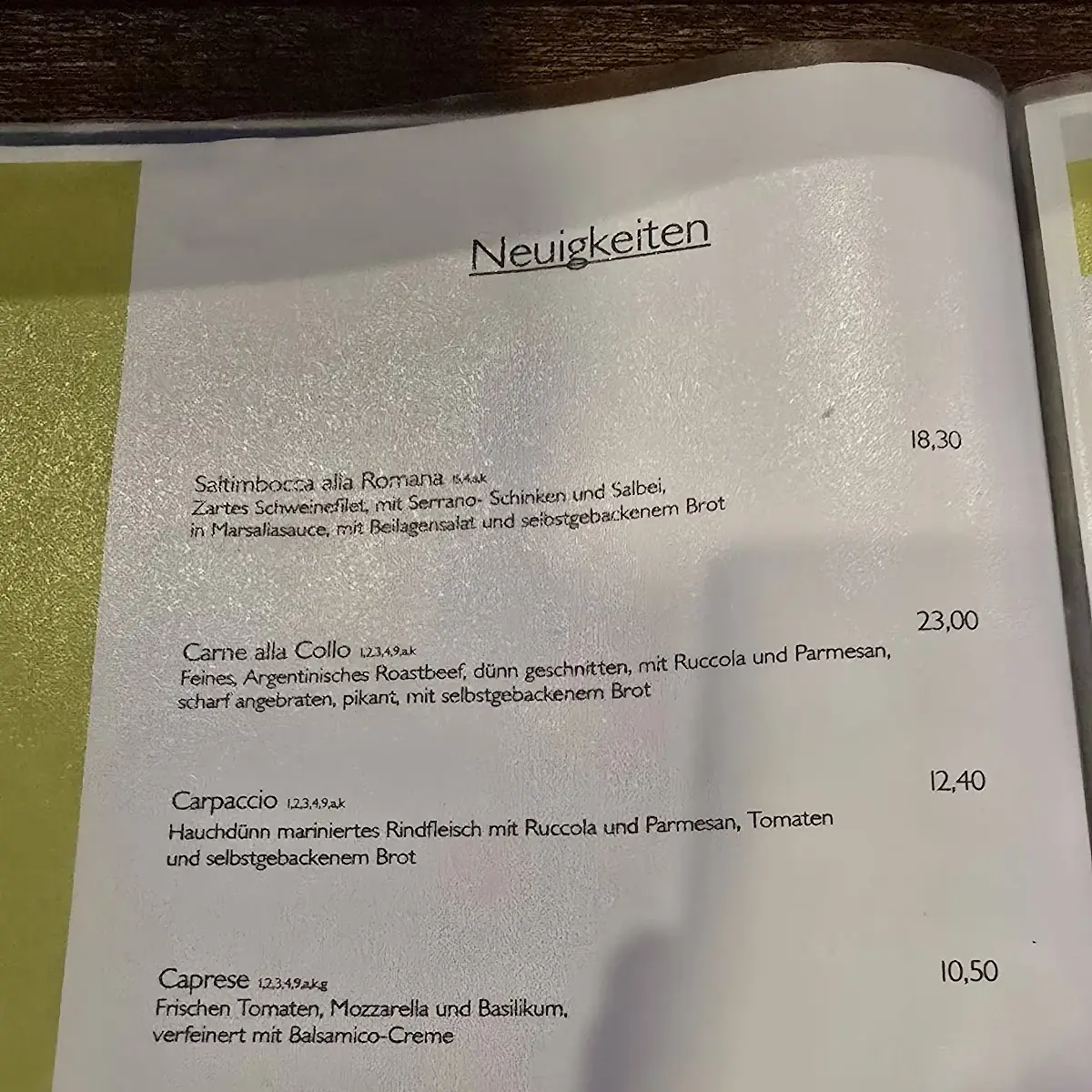 Speisekarte, Collo | Restaurant & Bar