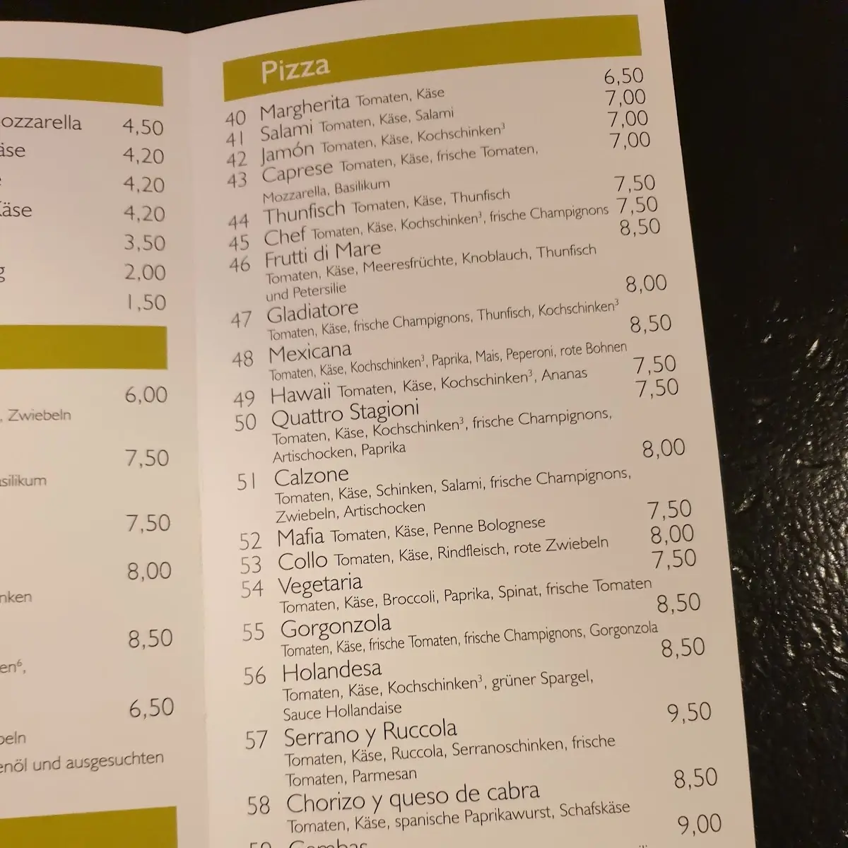 Speisekarte, Collo | Restaurant & Bar