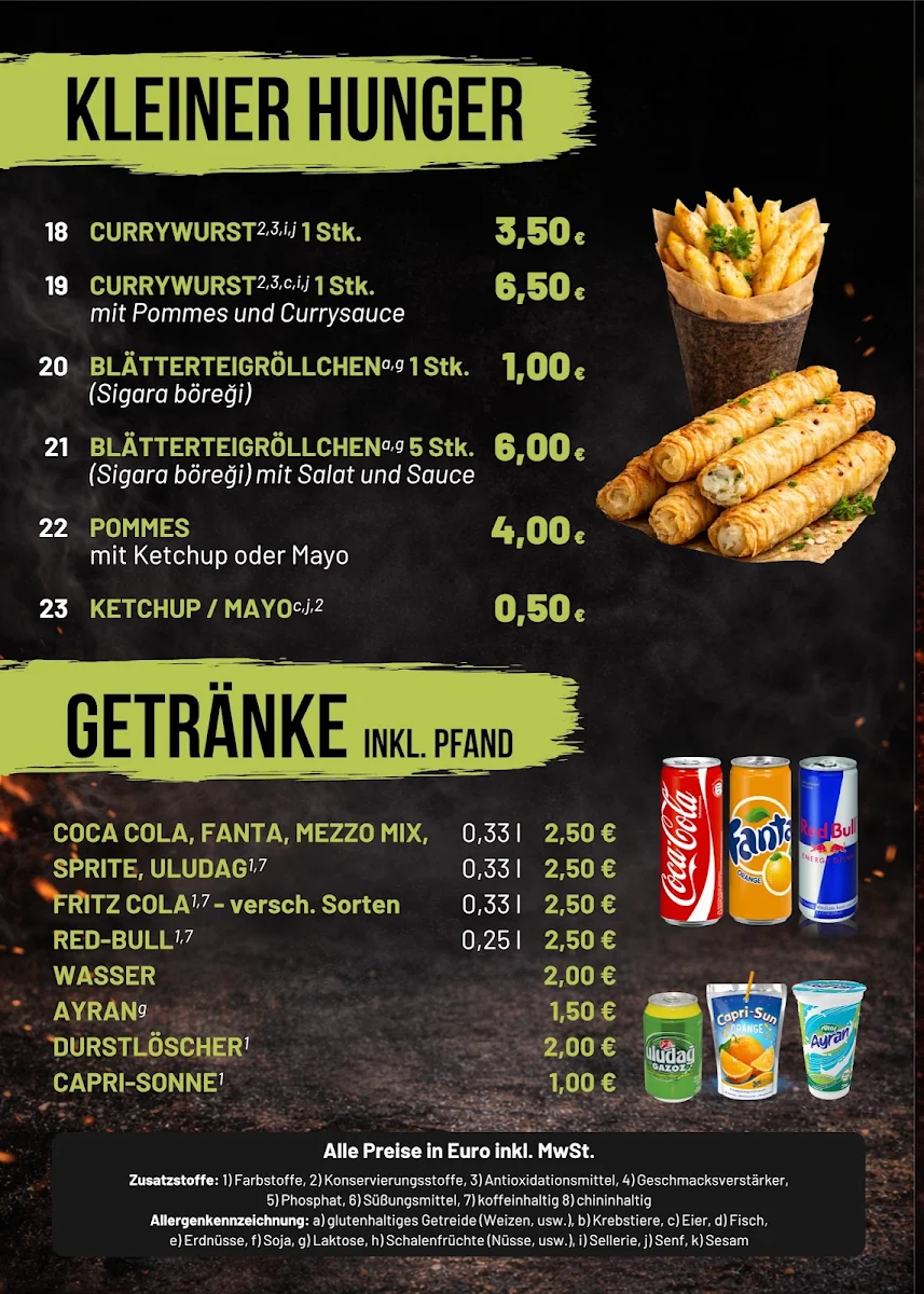Speisekarte, SHAH DÖNER