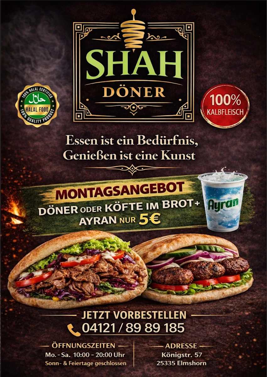 Speisekarte, SHAH DÖNER