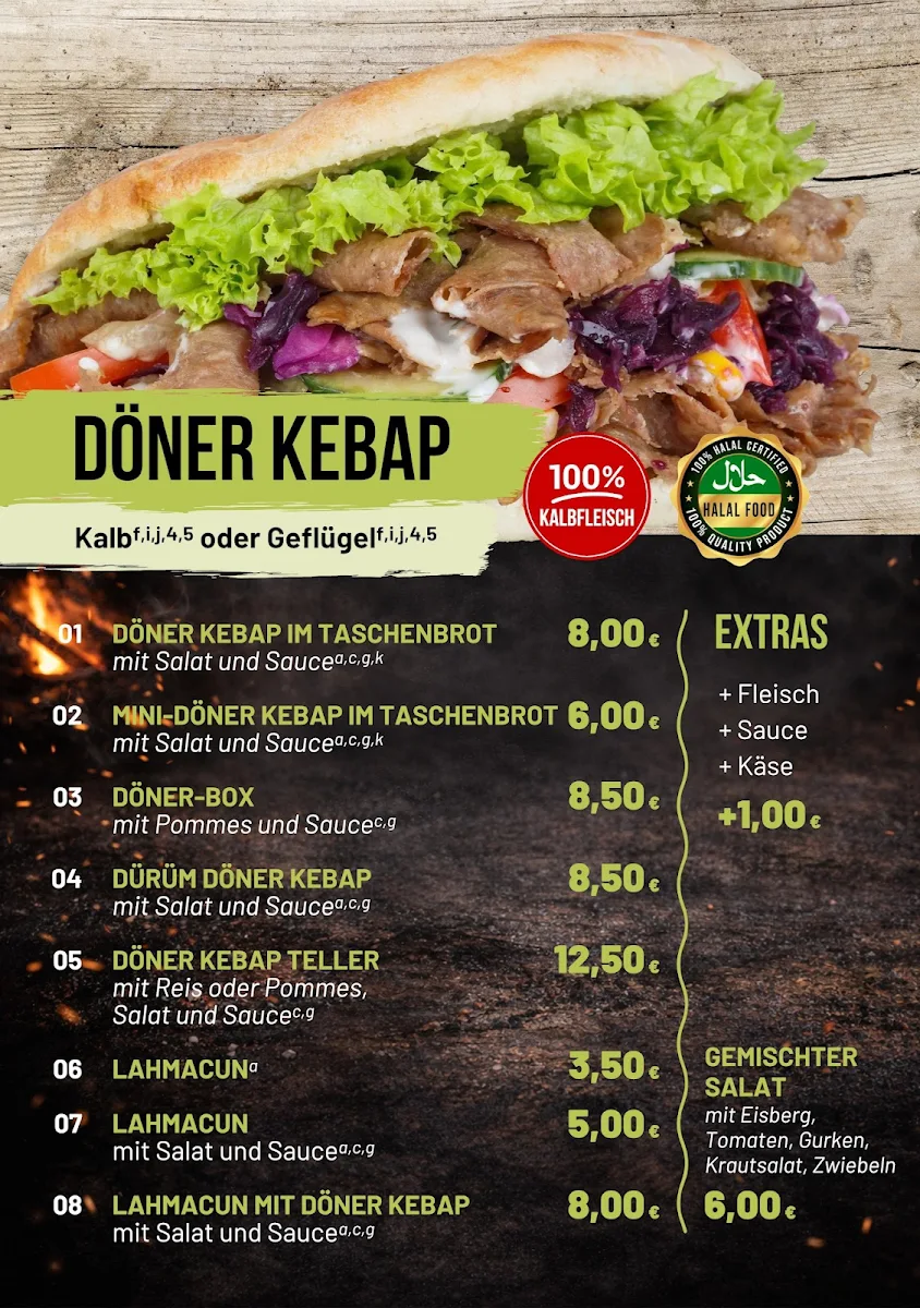 Speisekarte, SHAH DÖNER