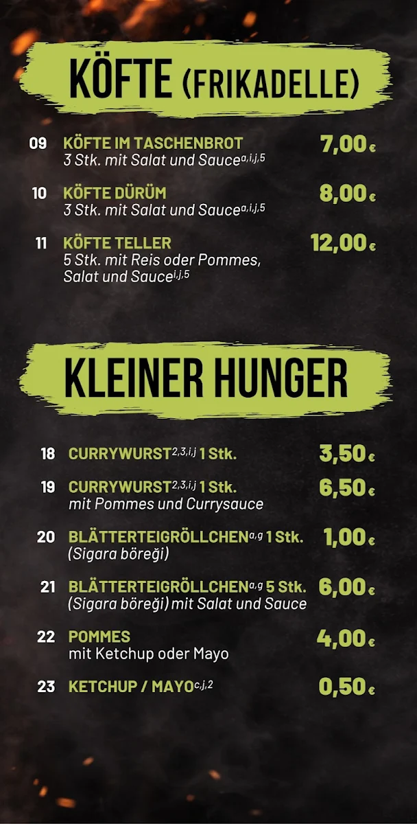Speisekarte, SHAH DÖNER