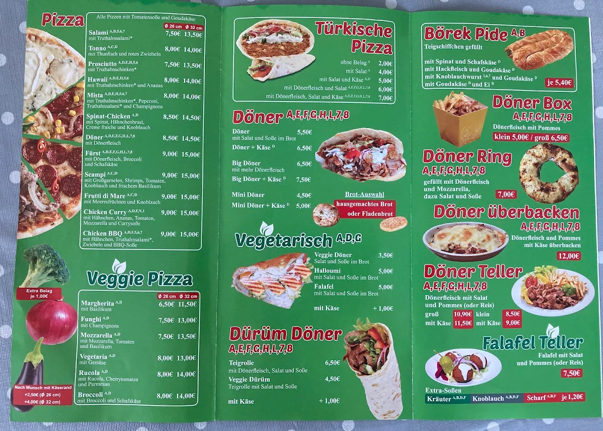 Speisekarte, Fürst Kebap & Pizza