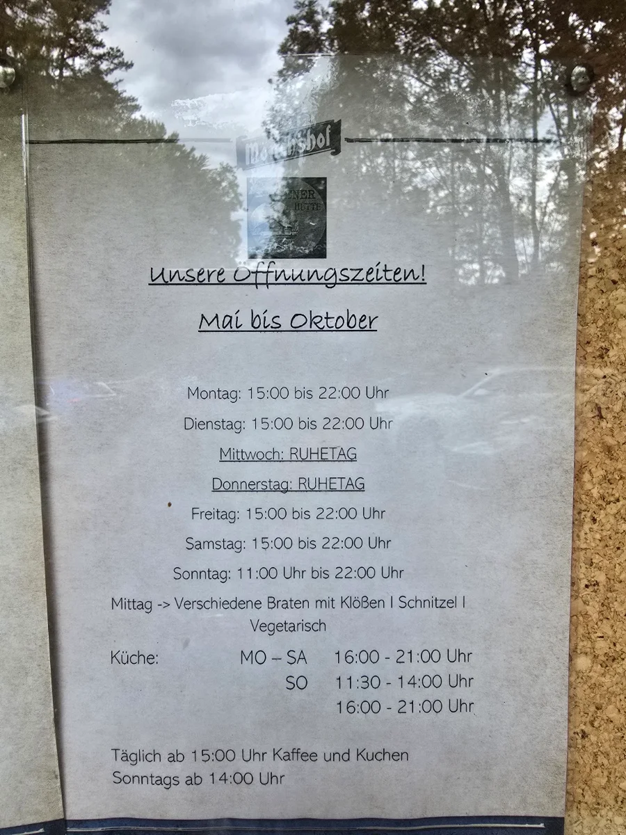 Speisekarte, Rögener Hütte