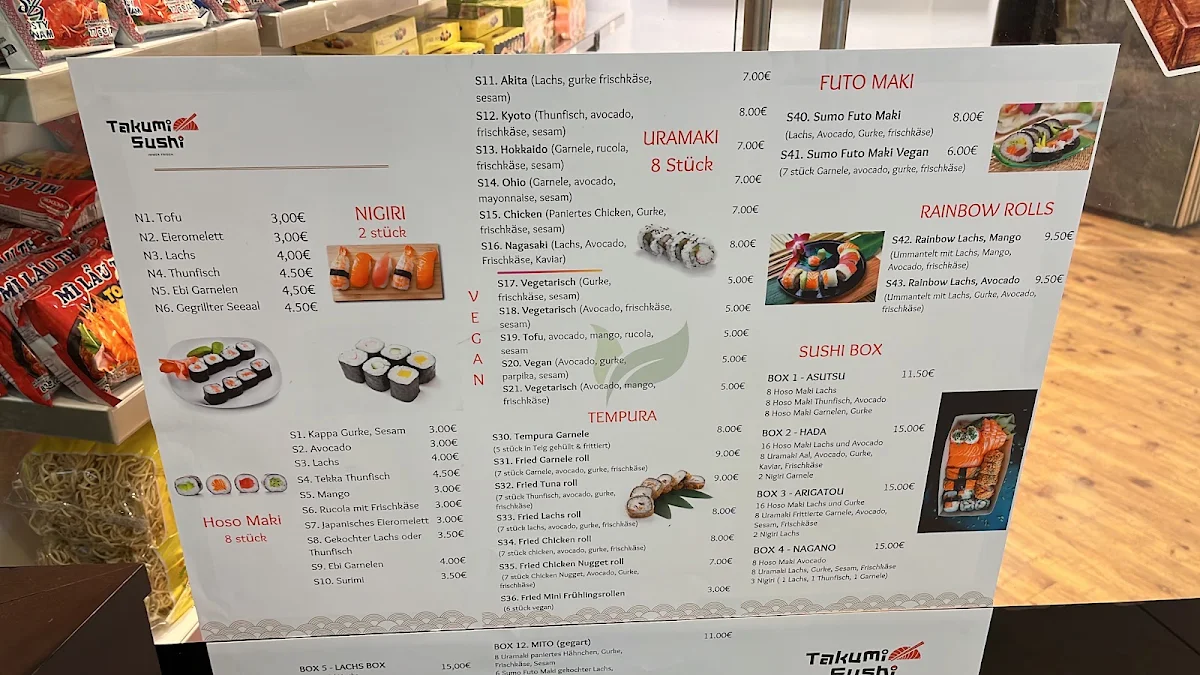 Speisekarte, Takumi Sushi - Galeria Rudolstadt