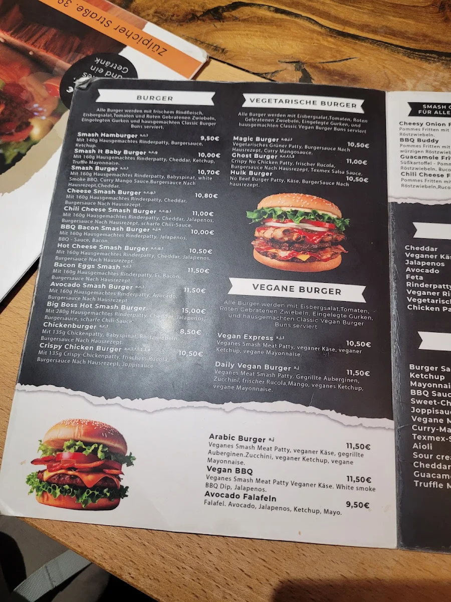 Speisekarte, Eat Your Smash Burger