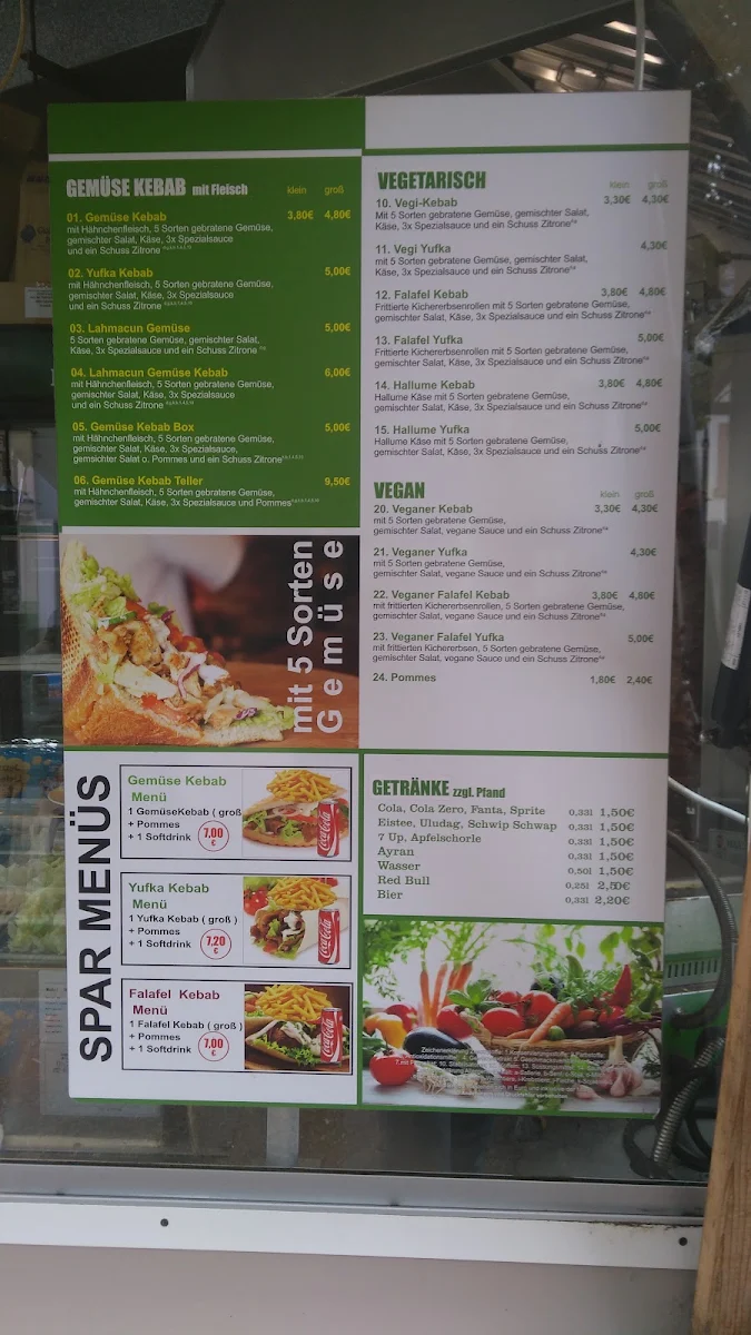 Speisekarte, Berliner Gemüse Döner