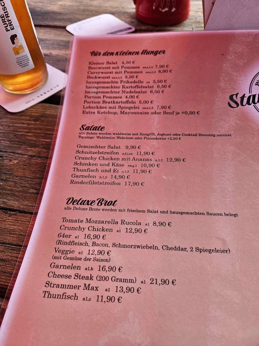 Speisekarte, Standpunkt 64