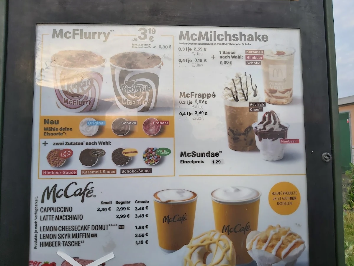 Speisekarte, McDonald's