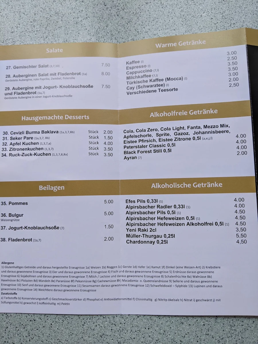 Speisekarte, Zwischen der Zeit