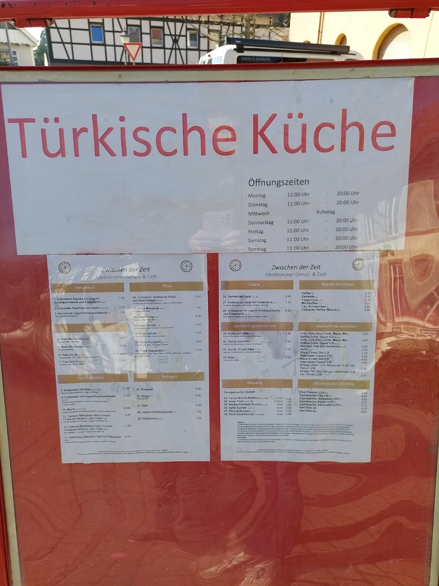 Speisekarte, Zwischen der Zeit