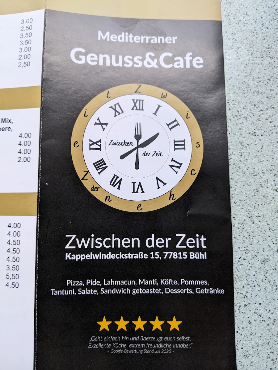 Speisekarte, Zwischen der Zeit