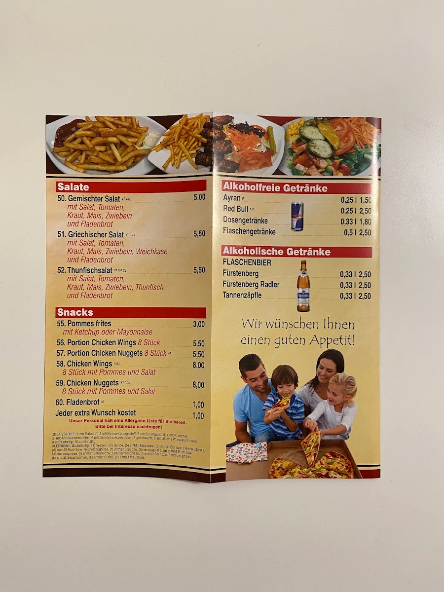 Speisekarte, Kebap Sulgen/ Pizza und Kebap Haus