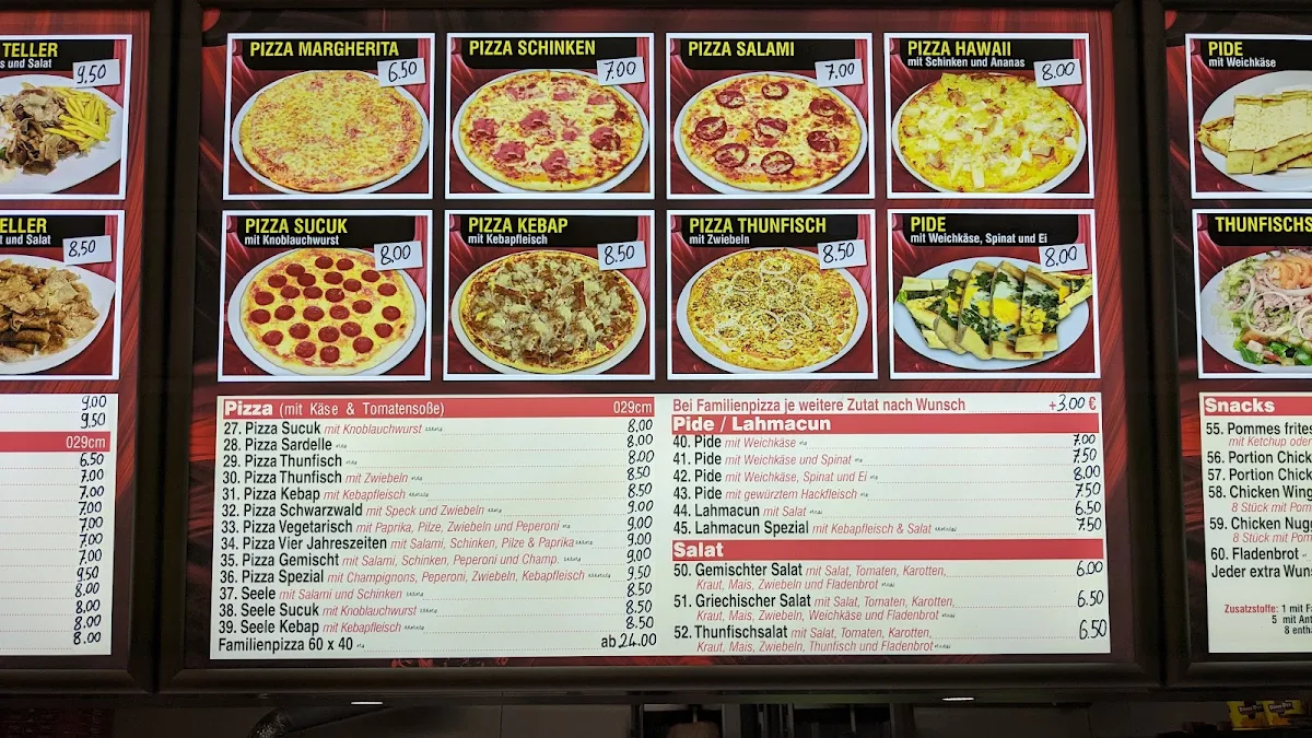 Speisekarte, Kebap Sulgen/ Pizza und Kebap Haus