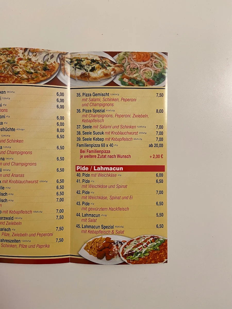 Speisekarte, Kebap Sulgen/ Pizza und Kebap Haus