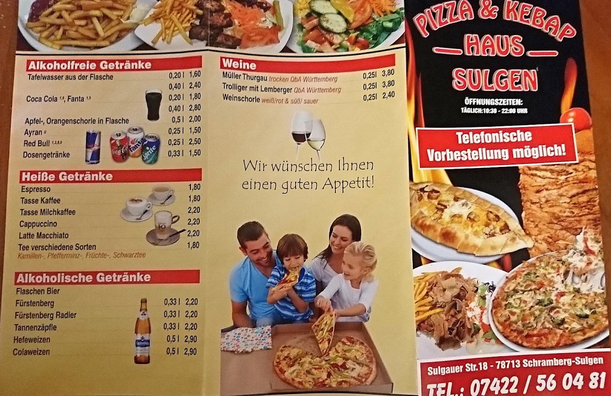 Speisekarte, Kebap Sulgen/ Pizza und Kebap Haus